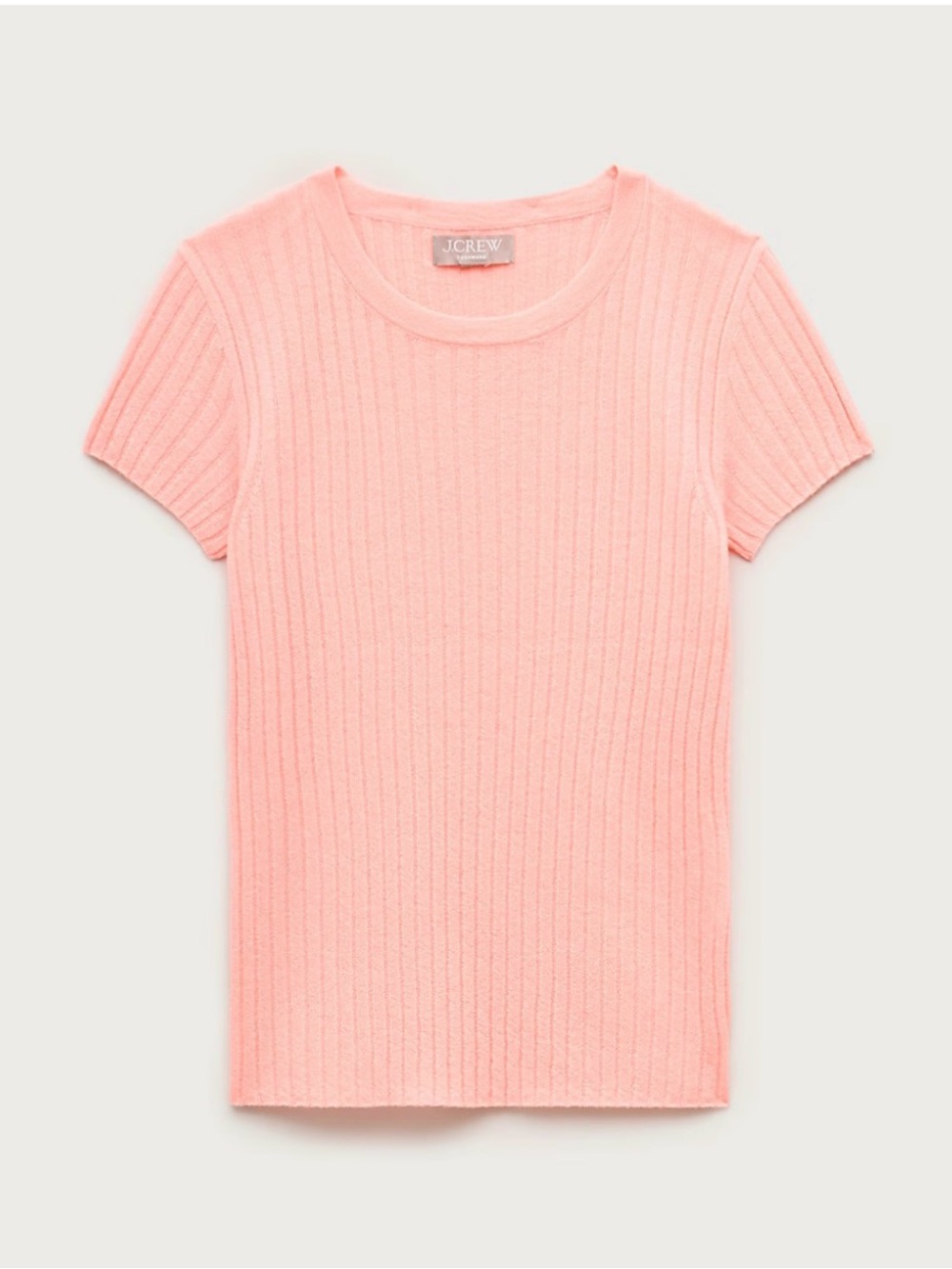J. Crew Cashmere Peach Ribbed Short Sleeve Sweater Tee | NWT